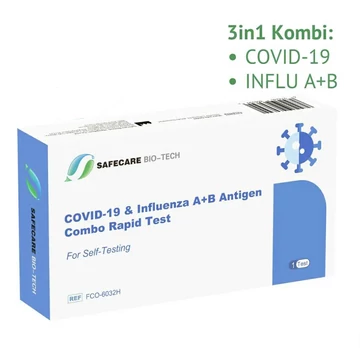 3in1 COVID-19 &amp; Influenza A+B kombinált antigén gyorsteszt (1 db/doboz)