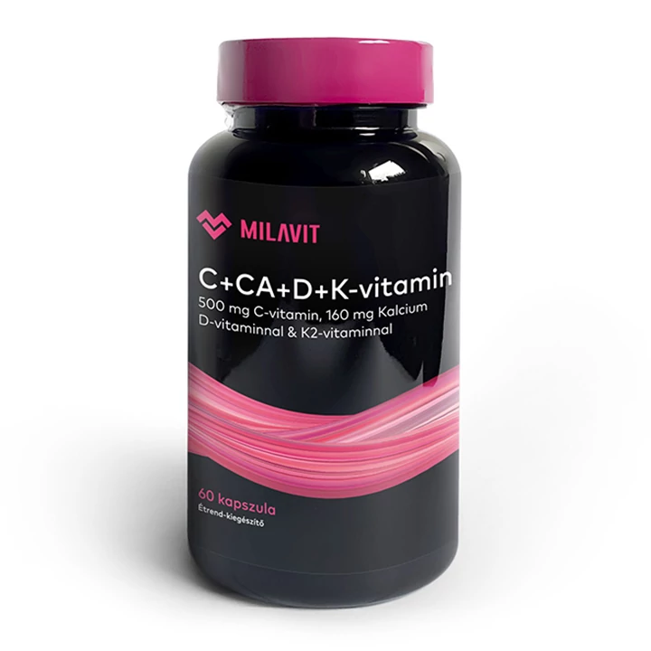 MILAVIT Multivitamin C+CA+D+K-vitaminnal étrend-kiegészítő (60 kapszula/doboz)