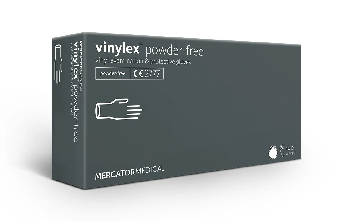 Mercator vinylex púdermentes áttetsző kesztyű (100 db/doboz) S